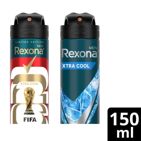Rexona Men اسپری دئودورانت Xtra Cool محافظت ۷۲ ساعته ۱۵۰ میلیلیتر (طرحهای متنوع)