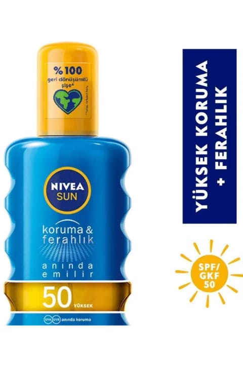 NIVEA Sun شامپو بدن و ضدآفتاب اسپری شفاف SPF 50 حجم 200 میلیلیتر