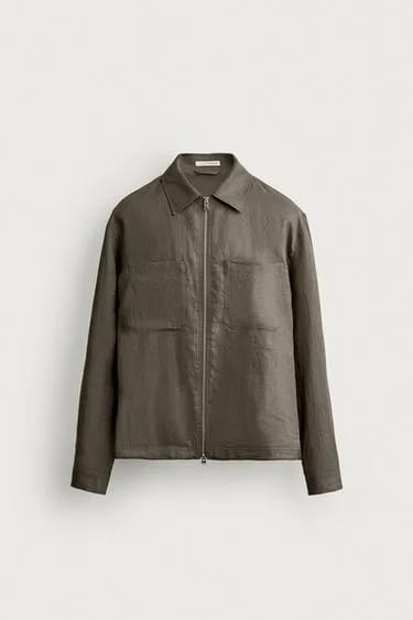 Zara اورشرت زیپ‌دار 100% کتان