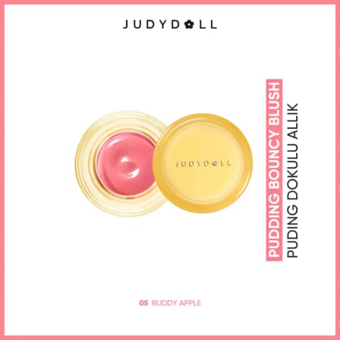 رژگونه جامد Judydoll Pudding Bouncy Blush رنگ 05 Ruddy Apple