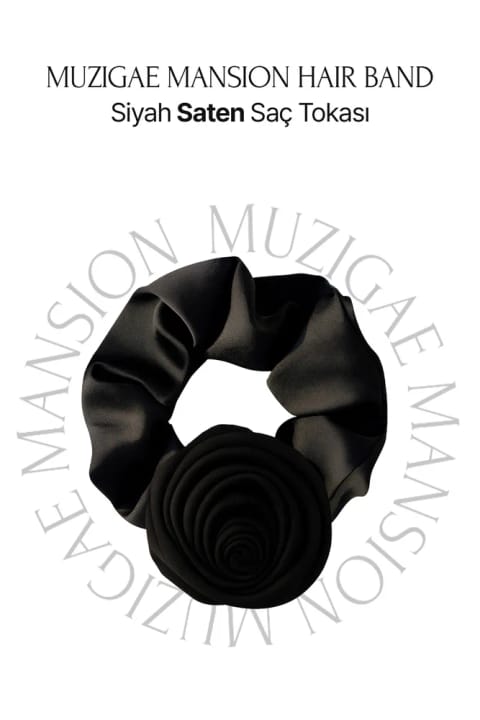 Muzigae Mansion گلدار مشکی ساتن گیره مو Hair Band