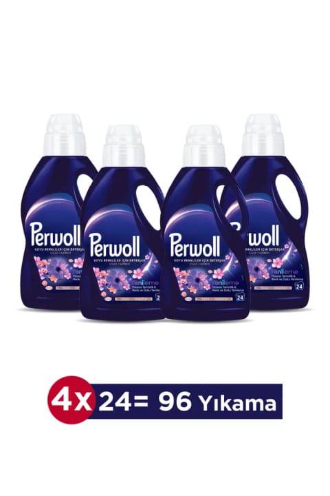 Perwoll مایع لباسشویی رنگهای تیره عطر گل 4×1.32 لیتر - 96 بار شستشو