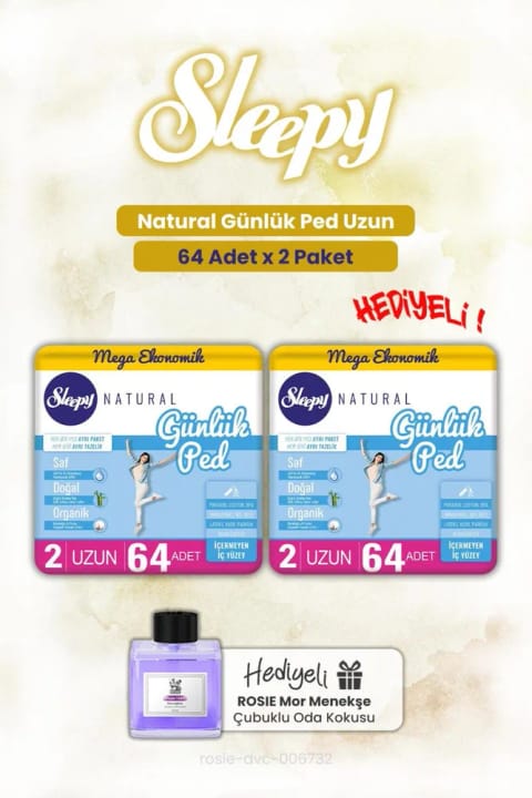 Sleepy Natural 64 عددی پد روزانه بلند × 2 و خوشبوکننده اتاق ROSIE