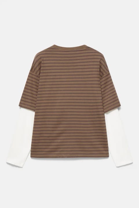 تیشرت آستین دولایه بلند Pull&Bear