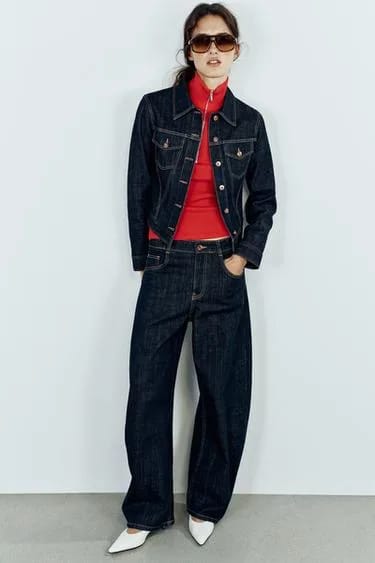 شلوار جین Z1975 BARREL HIGH-WAIST با گلدوزی پشت