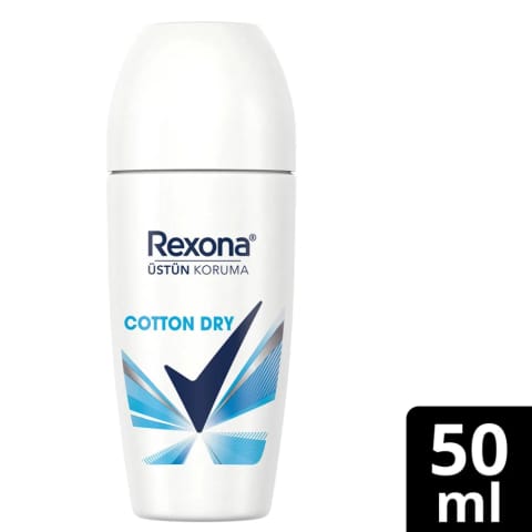 Rexona محافظت عالی زنانه رول‌آن ضدتعریق Cotton Dry 72 ساعت محافظت بی‌وقفه ۵۰ میلی‌لیتر