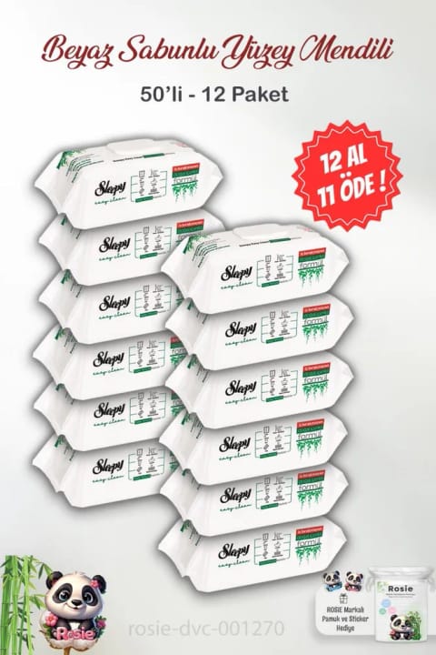 Sleepy Easy Clean 12+11 عدد دستمال تمیزکننده سطوح 50 برگی و ROSIE
