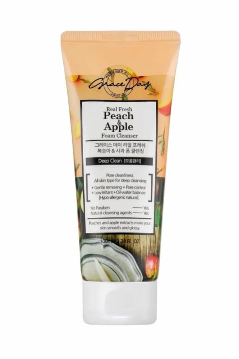 Grace Day فوم پاک‌کننده عمیق با عصاره هلو و سیب Real Fresh Pea...