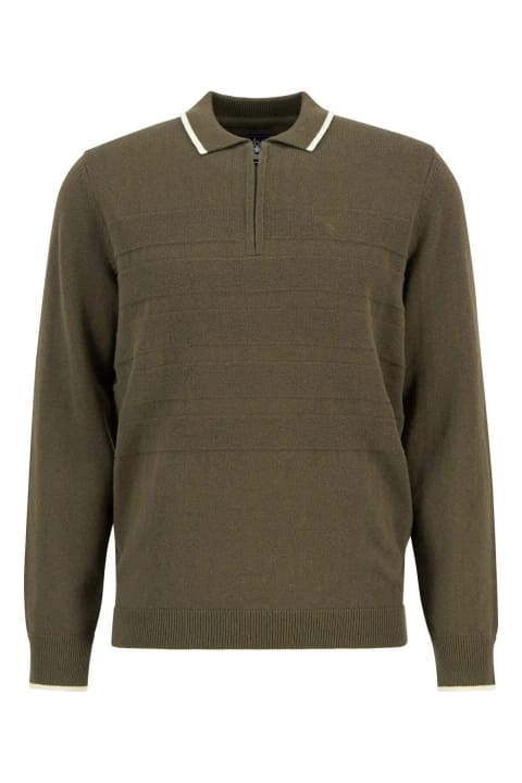 پلیور بافت Barbour مدل Fenhill رنگ زیتونی متوسط OL54