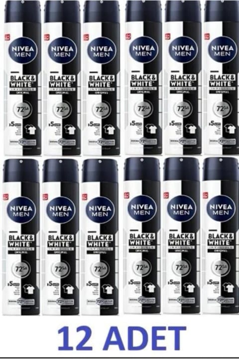 NIVEA MEN اسپری دئودورانت Black & White Original ۲۰۰ میلی‌لیتر — ۱۲ عدد