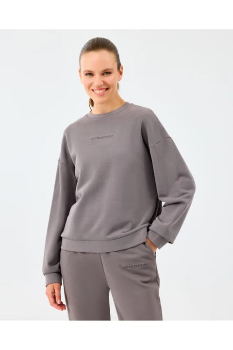 SKECHERS زنانه سوییشرت یقه گرد اسنشیال رنگ طوسی S2610011-3920