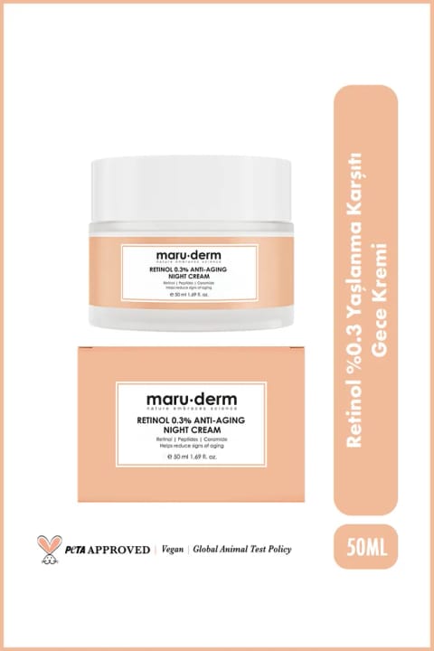 Maru.Derm Retinol %0.3 ضد پیری کرم شب – ضد چین و چروک ترمیم‌کننده...