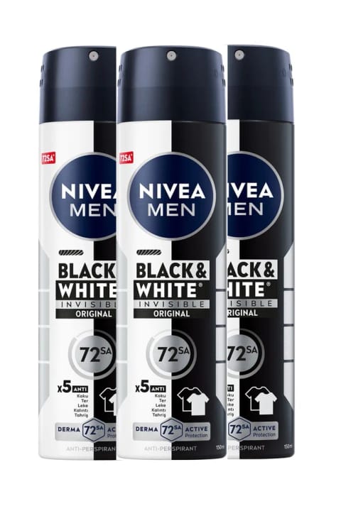 NIVEA Men Invisible Black & White 150 میلیلیتری دئودورانت ۳ عددی