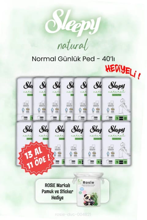 Sleepy 13 AL 11 ÖDE Natural Normal روزانه 40 عددی و ROSIE