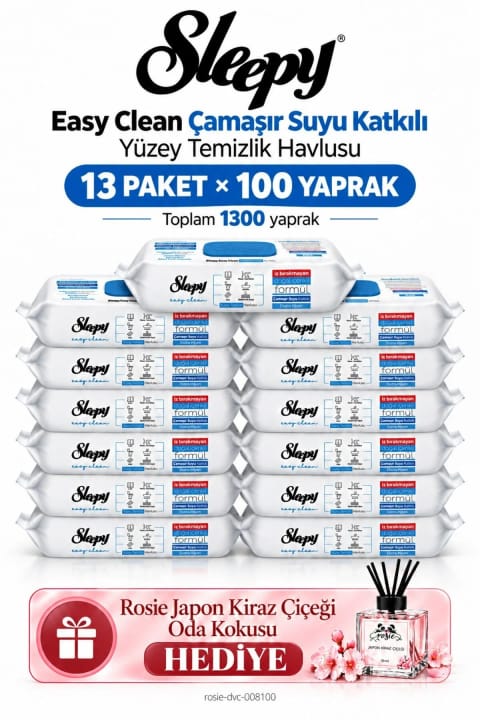 ست مگا ۱۳ عددی دستمال تمیزکننده سطوح Sleepy Easy Clean حاوی افزودنی سفیدکننده