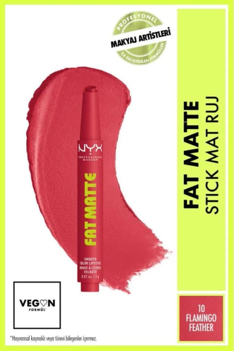 رژ لب مات مرطوب‌کننده NYX Professional Makeup Fat Matte - 10 Flamingo Feather