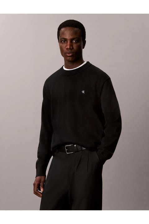 پلیور مشکی مردانه Calvin Klein با لوگو برند، مناسب استفاده روزمره