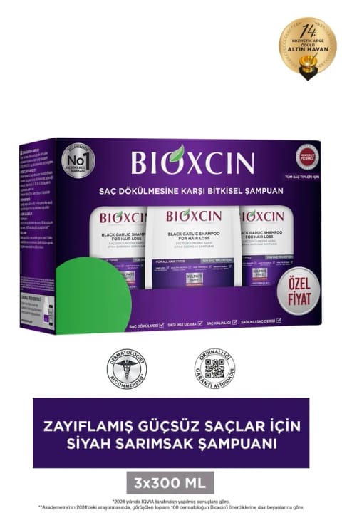 Bioxcin شامپو سیر سیاه 3×300 میلی‌لیتر
