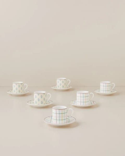 ست فنجان قهوه ۱۲ پارچه ۶ نفره Neva Flora New Bone China، ۸۰ ml، رنگی