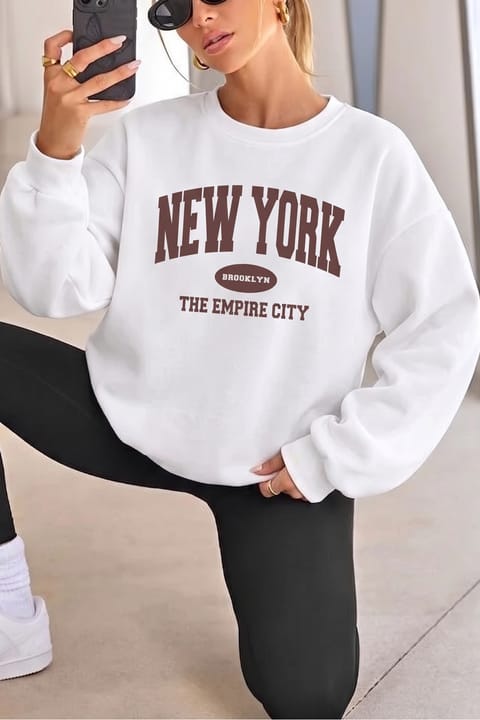 سویشرت یقه گرد چاپ New York Empire یونیسکس uyguntarz