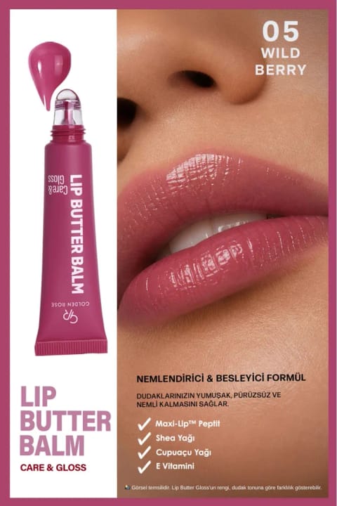 Golden Rose Lip Butter Balm Care&Gloss - 05 Wild Berry - رژ لب رنگی براق