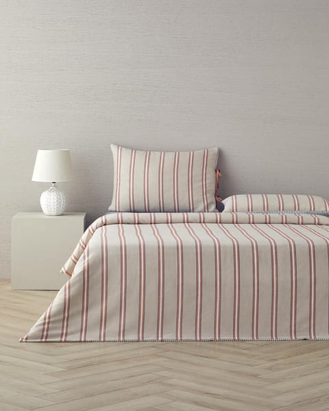 ست روتختی یک‌نفره با ملحفه Cool Stripe نخ رنگ‌شده ۱۶۰×۲۲۰ سانتی‌متر تراکوتا - بژ