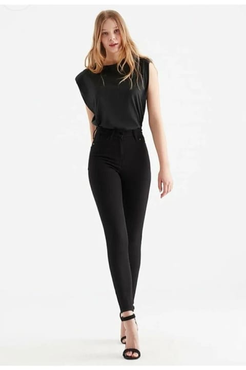 Trn JNS Emmiy Jeans شلوار جین زنانه مشکی کمر بلند جین ضد رنگ پریدگی