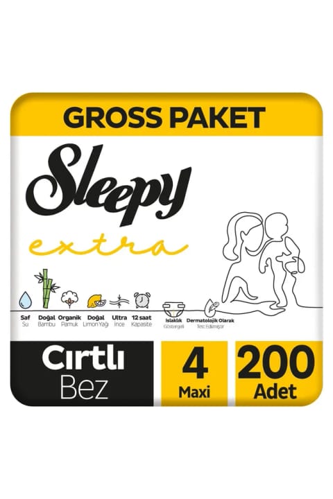 Sleepy Extra روزانه بسته اقتصادی پوشک بچه سایز ۴ ماکسی ۲۰۰ عددی
