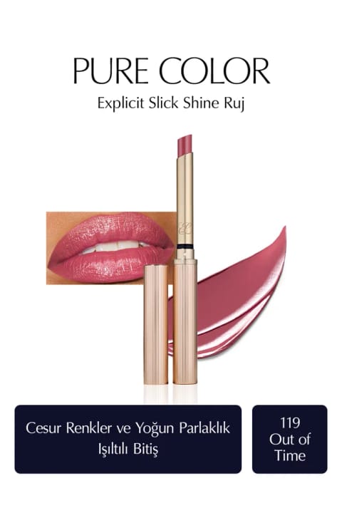 رژ لب براق Estee Lauder مدل Pure Color Explicit Slick Shine - رنگ Ren... — 119 Out Of Time