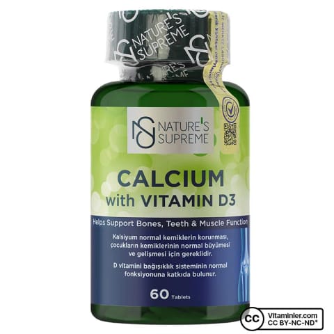 Nature's Supreme کلسیم با ویتامین D3 60 قرص