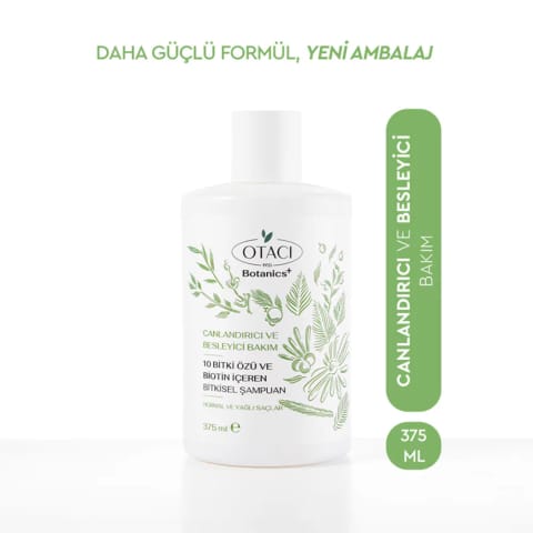 شامپوی گیاهی احیاکننده Otacı Botanics+ با 10 گیاه و Biotin حجم 375 میلی‌لیتر