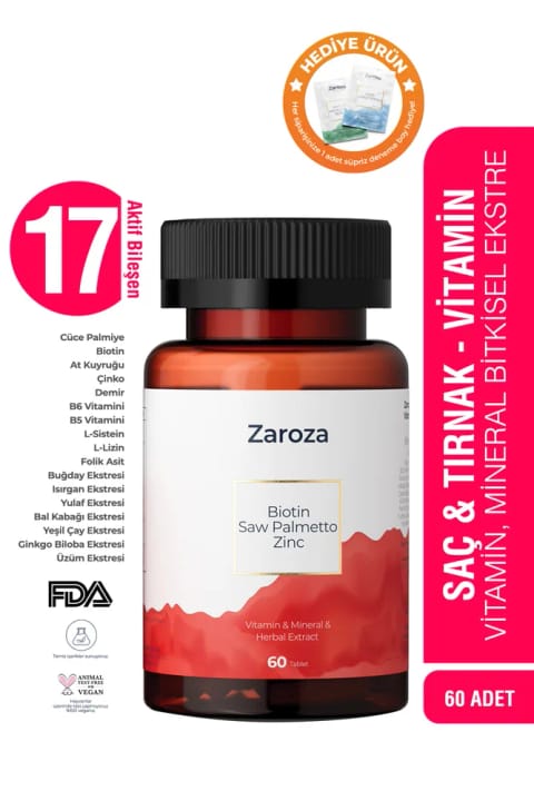 ZAROZA مو و ناخن، ویتامین-معدنی-عصاره گیاهی (Biotin، زینک، آهن و...)