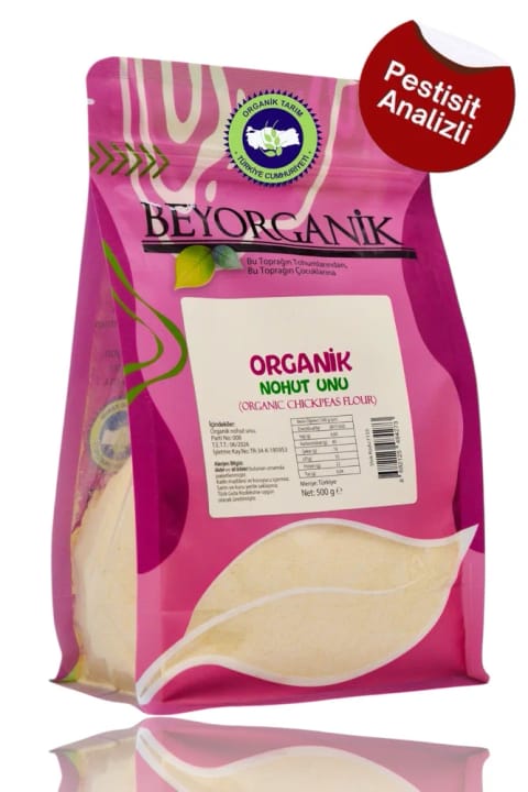BEYORGANİK آرد نخود خام ارگانیک 500 گرم (دارای آنالیز سموم و آفلاتوکسین)