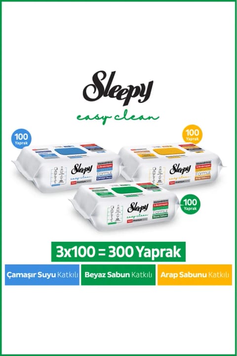 Sleepy Easy Clean Premium حوله تمیزکننده سطح سفید صابونی + وایتکس + صابون عربی