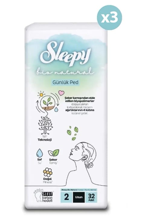 پد روزانه Sleepy Bio Natural Premium Plus بلند ۹۶ عددی