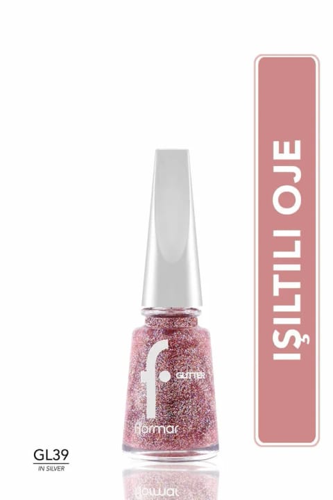 Flormar لاک شفاف پر زرق و برق - Glitter Nail Enamel - GL039 Red in Silver