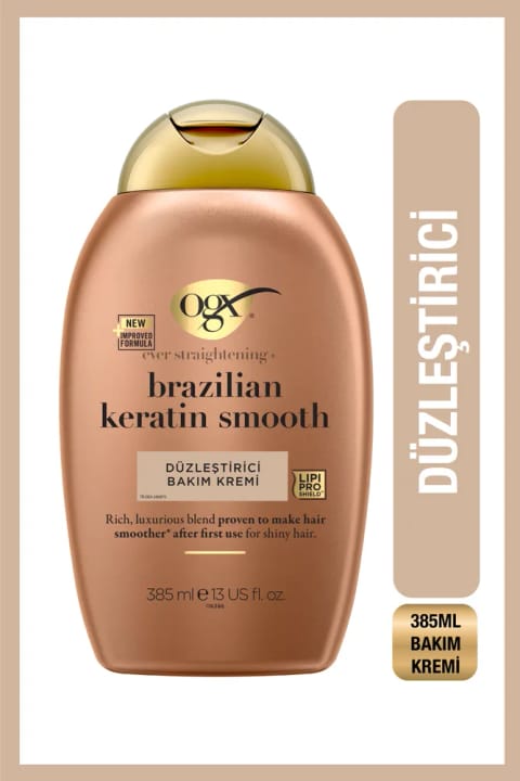 OGX Brazilian Keratin Smooth نرم‌کننده مو بدون سولفات 385 میلی‌لیتر