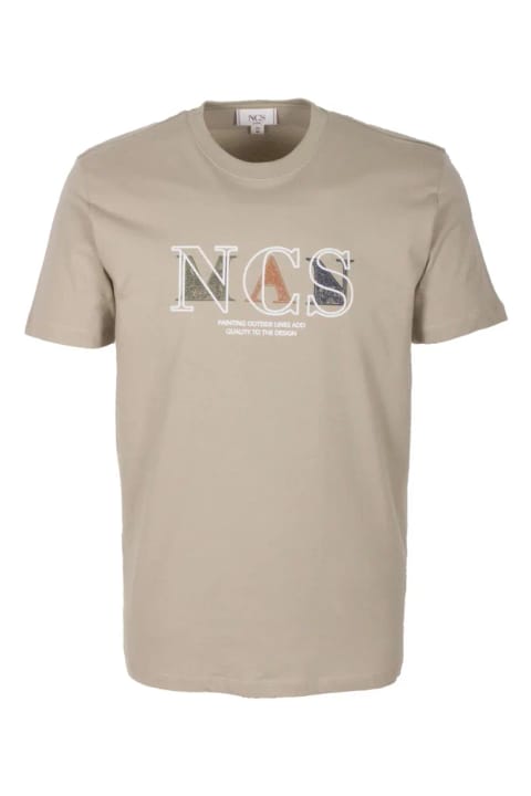 NCS تیشرت یقه گرد مردانه اسلیم فیت طرحدار زیتونی 1298