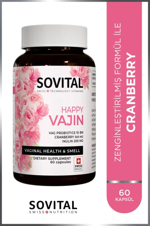 SOVITAL هپی واژین کرنبری حاوی Vitamin C و پروبیوتیک 60 کپسول