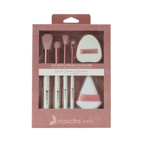 ست براش و پوف آرایشی حرفهای Nascita Pro ۶ تکه NASBRUSHSET161