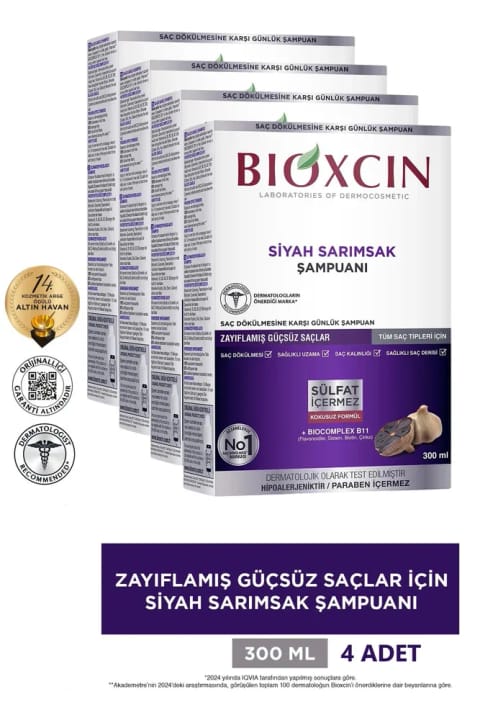 Bioxcin شامپو سیر سیاه 4×300 میلیلیتر
