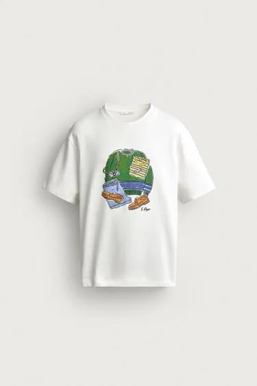 تیشرت طرح کنتراست Zara
