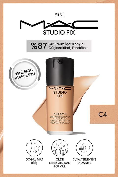 فونداسیون مات M.A.C Studio Fix Fluid SPF 15 رنگ C4 حجم 30 ml