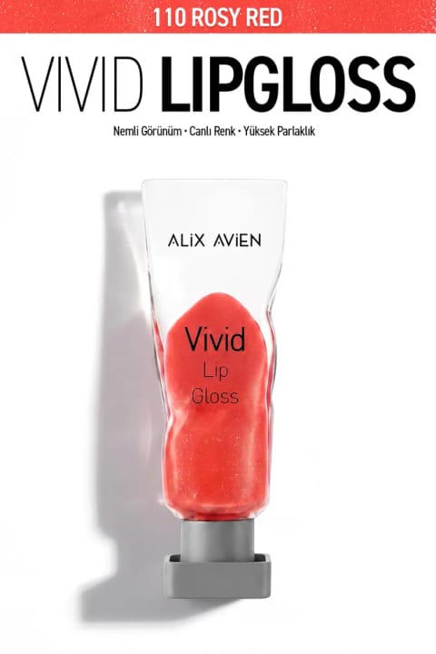 براقکننده لب مرطوبکننده Alix Avien حاوی Vitamin E با فینیش براق - Vivid Li... — 110 Rosy Red