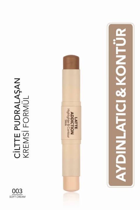Flormar Latte استیک کنتور و هایلایتر دوطرفه با درخشندگی طبیعی و بافت کرمی — 003 Soft Cream