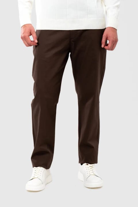D'S Damat شلوار چینو گاباردین قهوهای مدل Relaxed Fit (بدون چین)