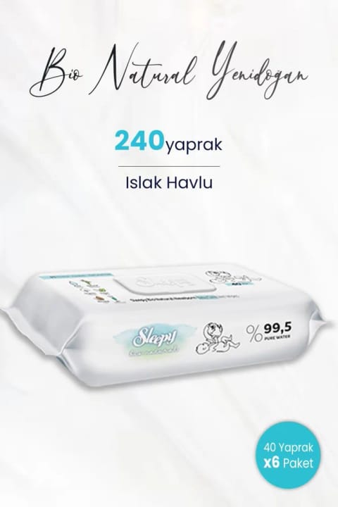دستمال مرطوب نوزاد Sleepy Bio Natural ۴۰ برگ بسته ۶ عددی (۲۴۰ برگ)