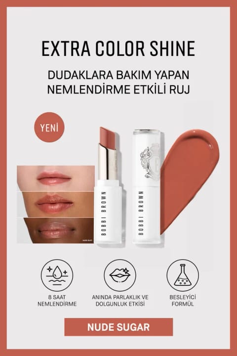 رژ لب BOBBI BROWN Extra Color Shine با افکت بالم مرطوب‌کننده - Nude Sugar