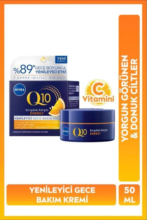 NIVEA Q10 Energy کرم شب ضدچروک ترمیمکننده ۵۰ میلیلیتر با ویتامین C