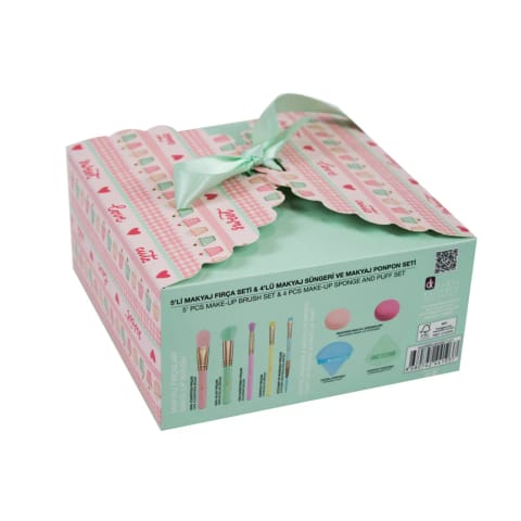 ست براش و اسفنج آرایشی Nascita سری Patisserie ۹ تکه NASBRUSHSET137